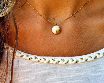 Collier Karma porcelaine et Gold Filled 14 k MARIA (choker)