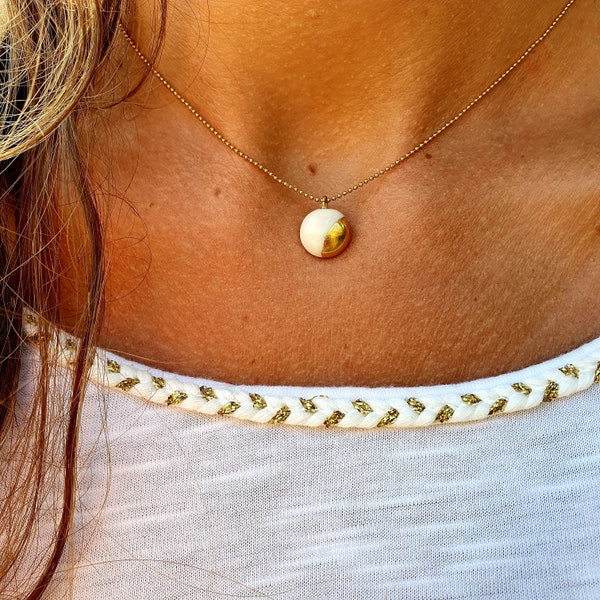 Collier Karma porcelaine et Gold Filled 14 k MARIA (choker)