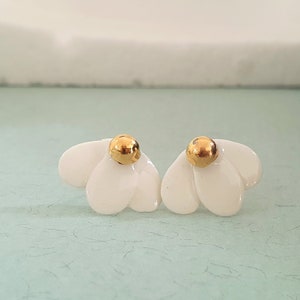 Feminine Porcelain Earrings Gold filled PENELOPE (romantic vintage jewelry) Beauty in the woods