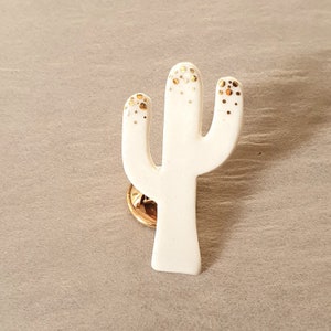 Cactus brooch in Porcelain and gold shards JUDITH delicate gift Beauty in the Woods image 4