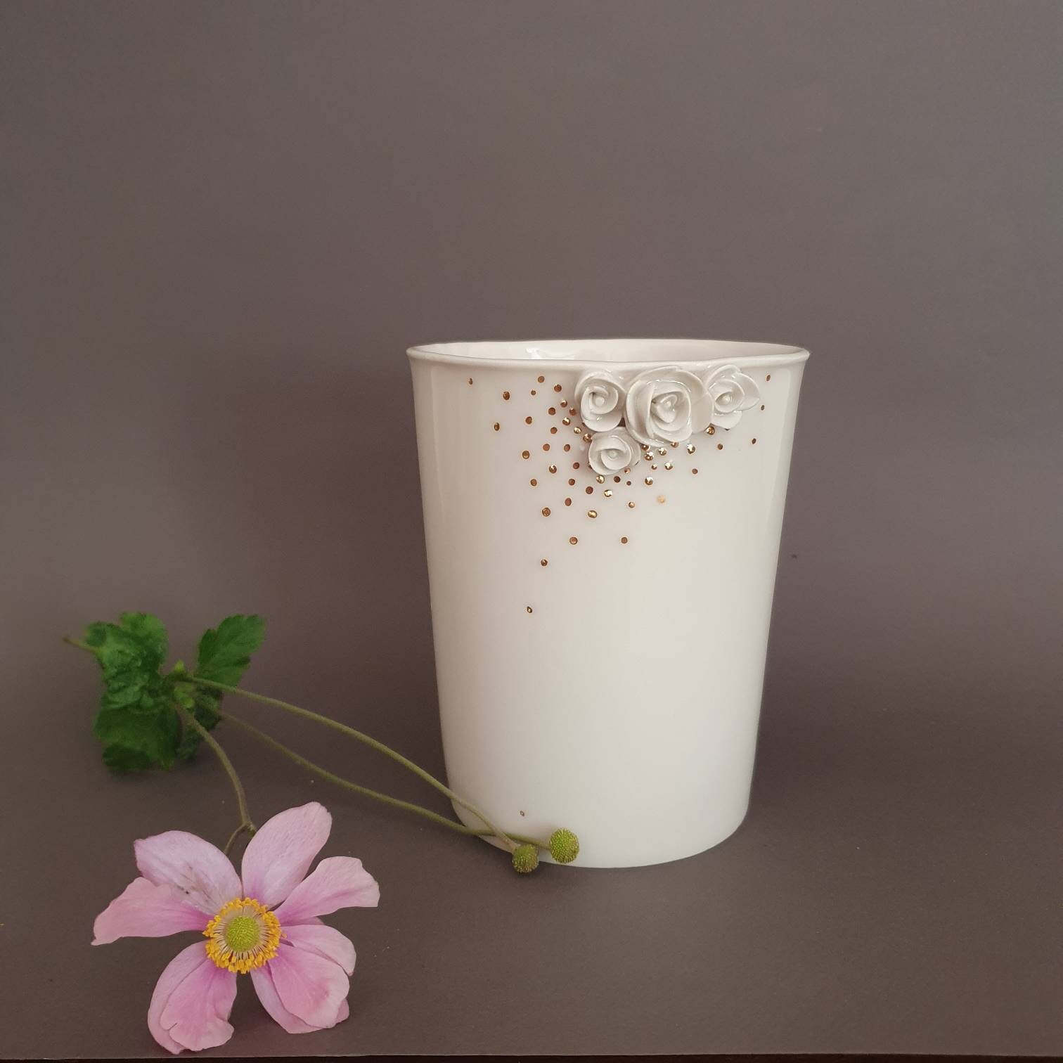 Grande Vase Porcelaine et Or Blossom | Interior Design
