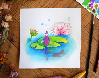 Original watercolor - Water lily - &quot;Coldness&quot; in the language of flowers