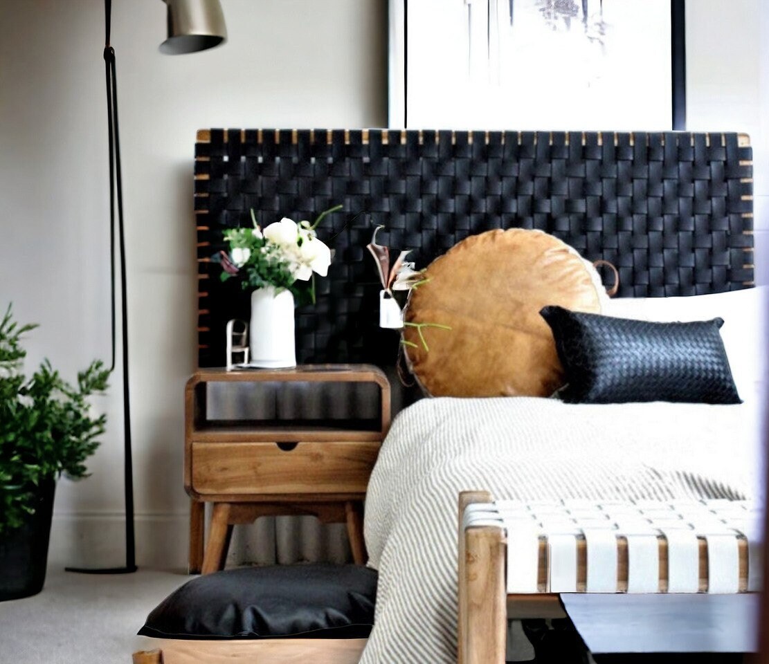 Woven Leather Strap Headboard Naturally Stunning Wall Art Hanging