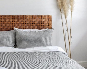 Woven Leather Strap Headboard - Naturally Stunning Wall Art Hanging - Handcrafted Leather Straps Headboard - Unique Décor Accent