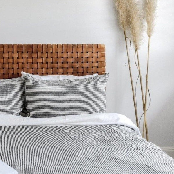 Woven Leather Strap Headboard - Naturally Stunning Wall Art Hanging - Handcrafted Leather Straps Headboard - Unique Décor Accent