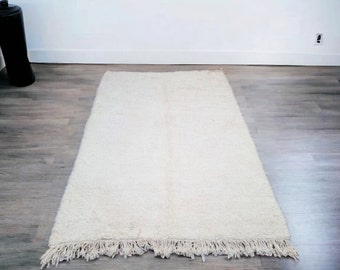 Authentiek Beni Ourain tapijt, aangepast Marokkaans gebroken wit tapijt, Berber tapijt, crème wollen tapijt, handgemaakt tapijt, crème gebied tapijt Tapis Berbere, Teppich