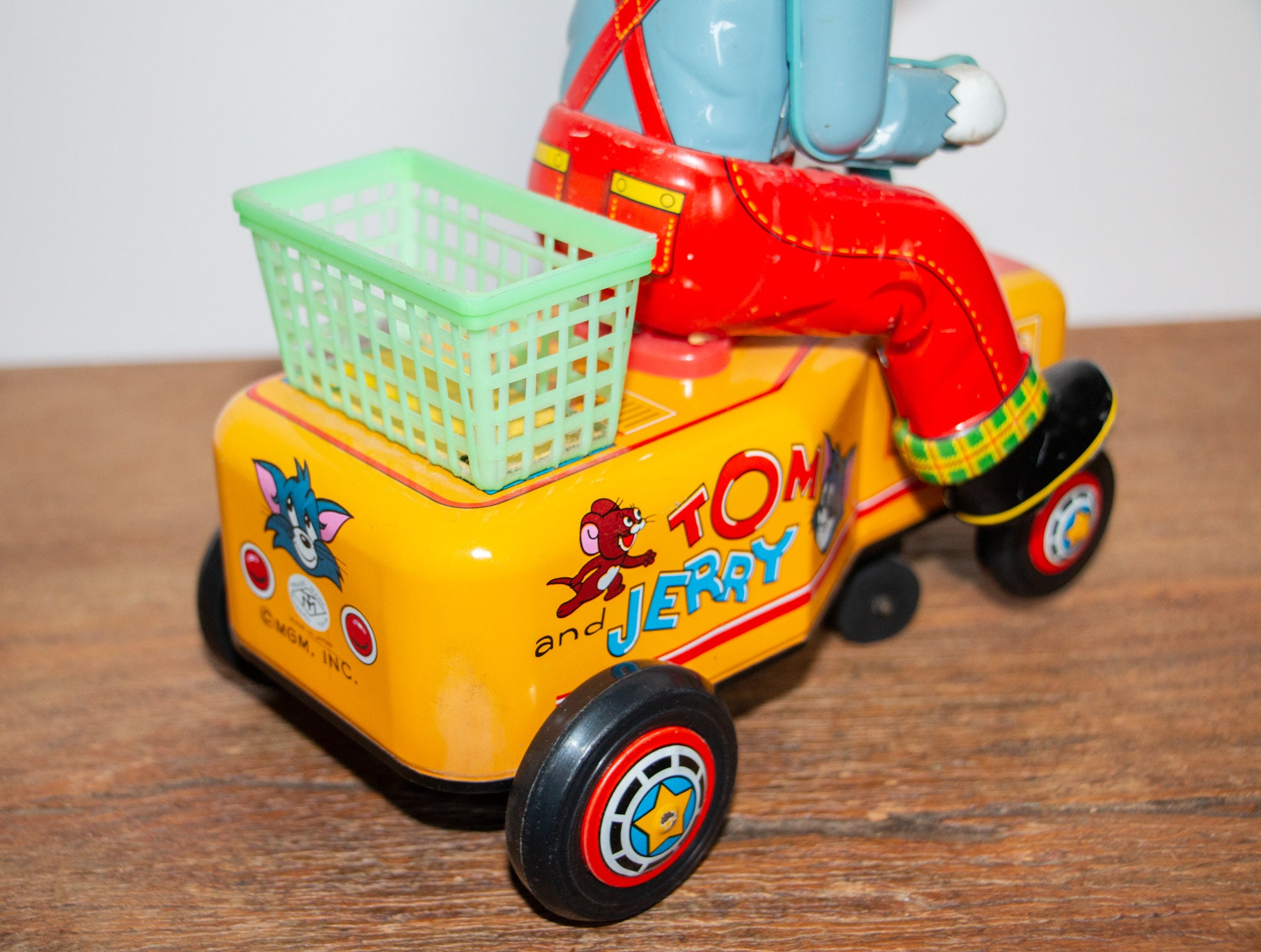 ブリキモダントーイ電動【TOM and JERRY COMIC CAR】動作品 Tom & Jerry 60s Hand Car Vintage Rare Japan Tin Toy by