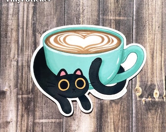 Sticker: Coffee Cat | Catpuccino | Vinyl Sticker