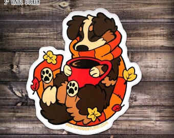Sticker: Cozy Autumn Berner | Bernese Mountain Dog | Vinyl Sticker