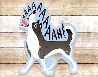 Screaming Husky Vinyl Sticker - Waterproof Dog Decal