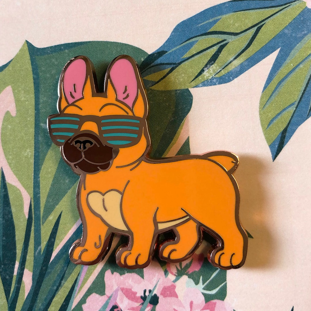Summer Frenchie Enamel Pin: Rose Gold French Bulldog - Etsy