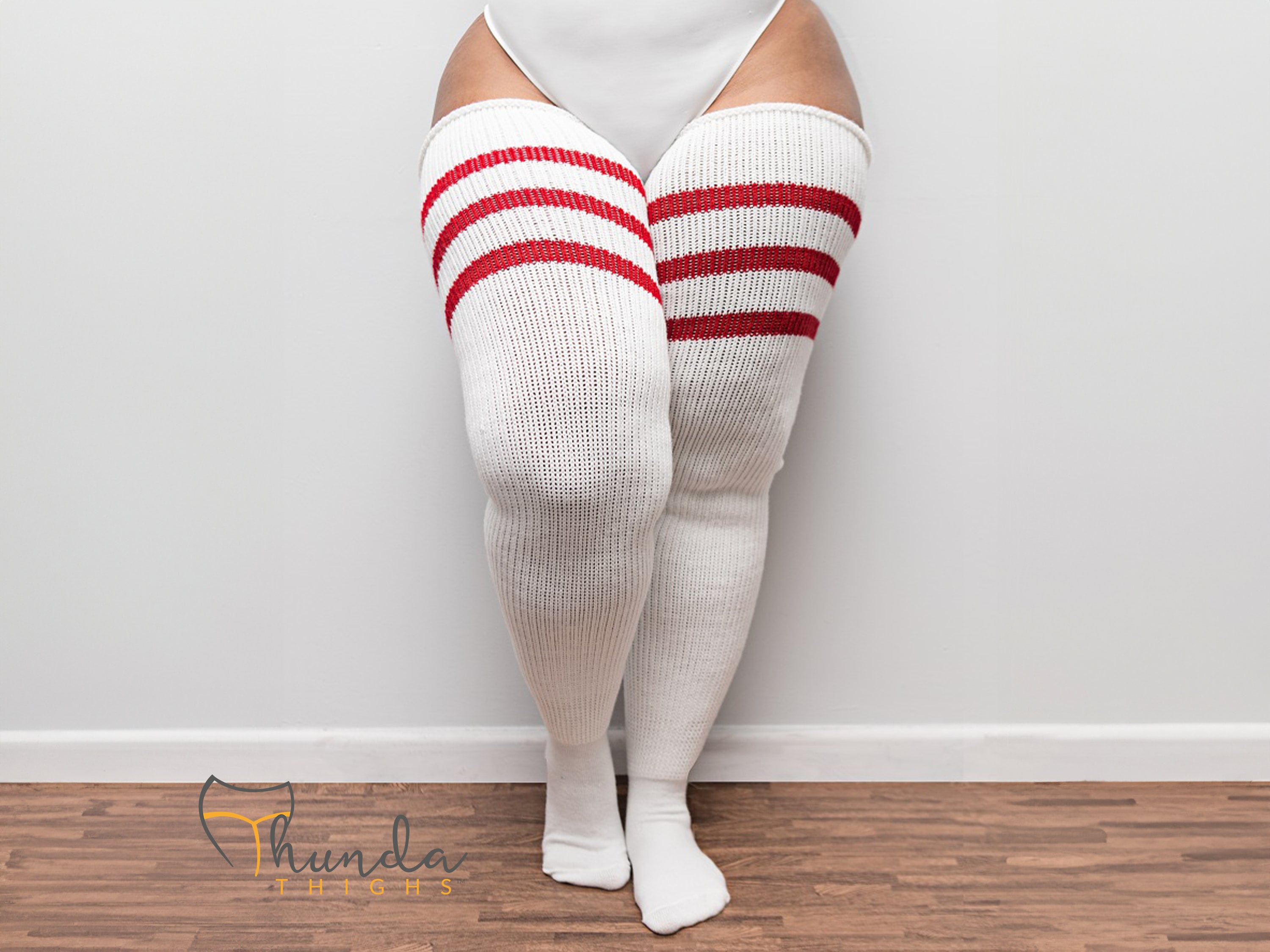 Classic Triple Striped Socks Thigh High One Size Stockings for Women