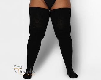 Thunda Thighs - Plus Size Thigh High Socks - Thunda Tubbies - Black