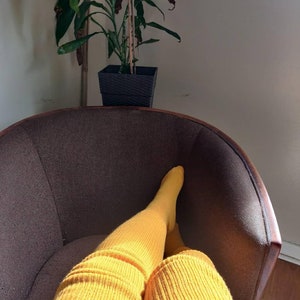Calcetines hasta el muslo de talla grande REAL: medias hasta la rodilla extralargas, gruesas y cálidas, muslos Thunda para muslos 27-40 Amarillo mostaza imagen 7