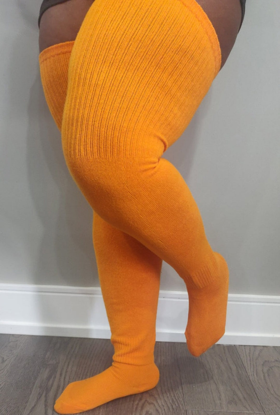 Plus Size Orange Knee High Socks