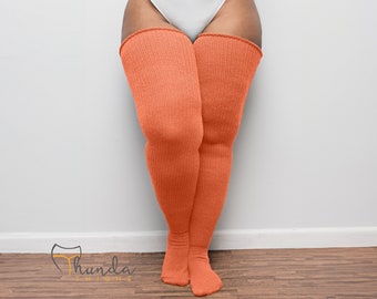 REAL PLUS SIZE Thigh Highs Thunda Thighs | Over the Knee Long Socks, Thigh High Socks for thighs 27-42'' | Coral Blush