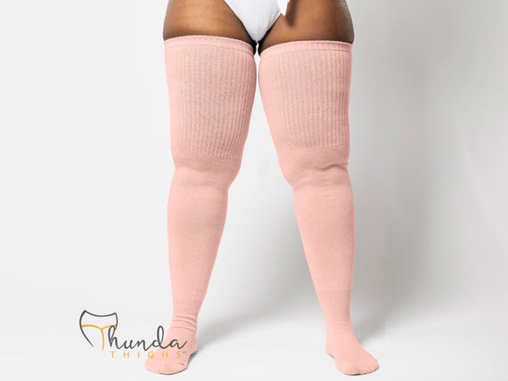 Thunda Thighs - Plus Size Thigh High Socks - Ny Hi - Light Pink