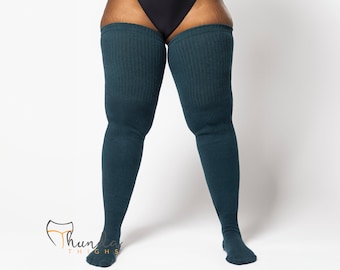 REAL PLUS SIZE Thigh Highs Thunda Tubbies | Over the Knee Long Socks, Made for thighs 27-42'' | Tubbies Zuchinni + Free Thigh Belt Set