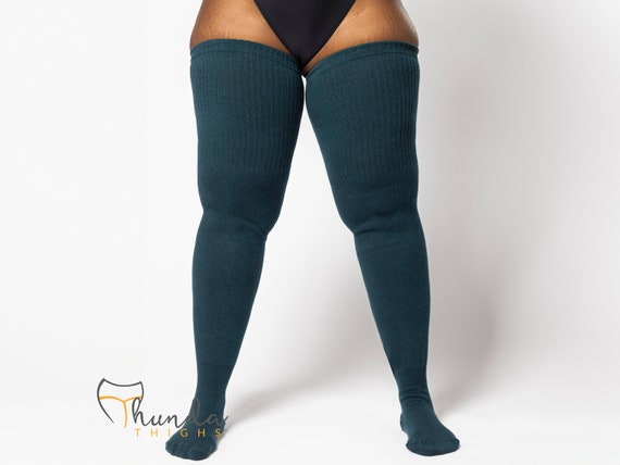1 Par De Calcetines Altos Hasta El Muslo De Talla Grande, De