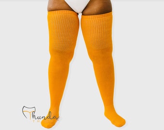 Real PLUS Size Thigh High Socks - Long, Cotton, Over the knee VELMA,  Cosplay, for thighs 24-40 Inches  Thunda Tūbbies + Free Thigh Belt