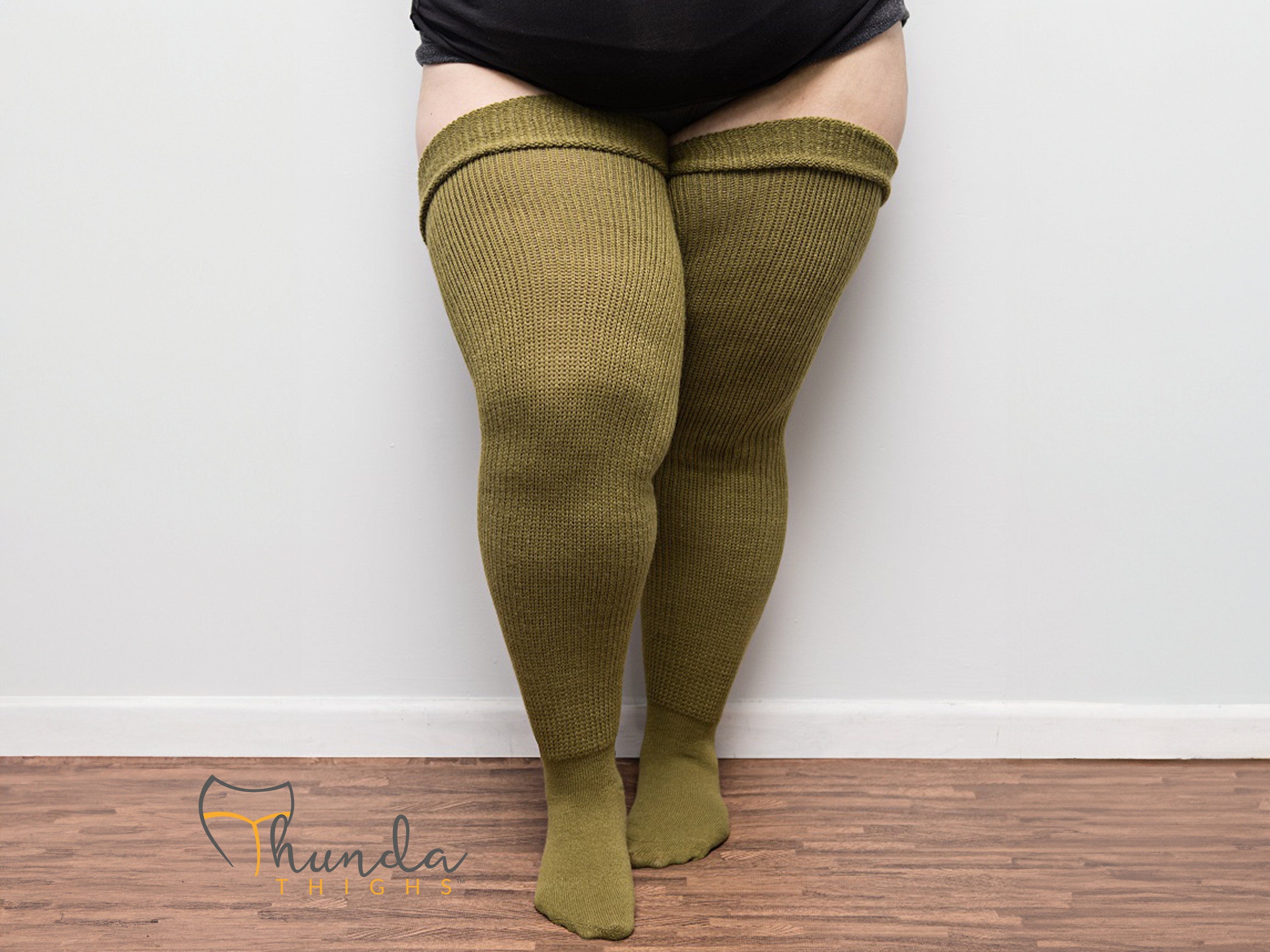 RIBBED PLUS SIZE Thigh High Socks, Women's Chunky Extra Long Over