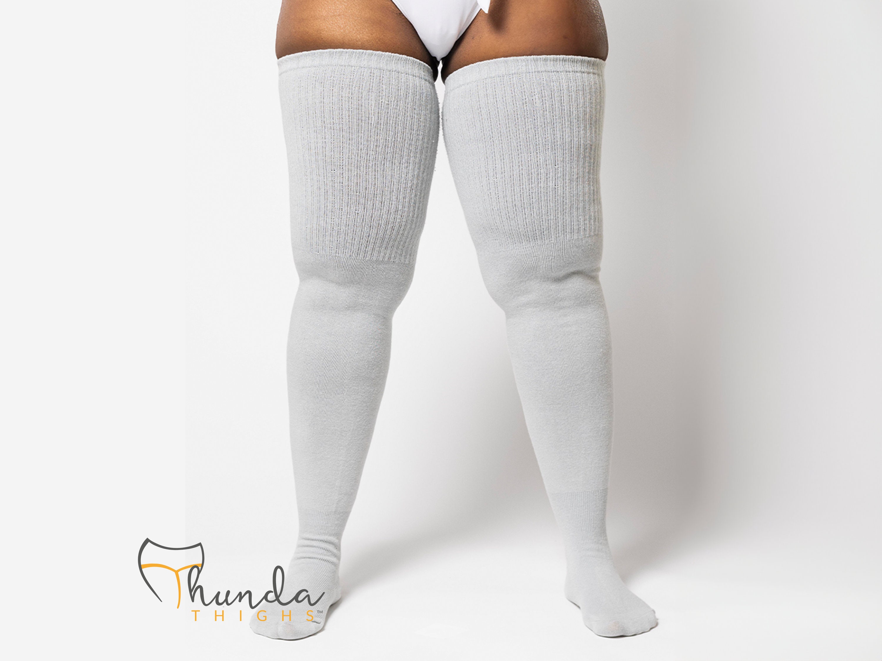 White Plus Size Long Socks Plus Size Thigh High Socks Striped