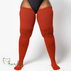 Echte PLUS SIZE Overknee Thunda Turnbies Overknee Lange Socken, Hergestellt für Oberschenkel 27-42 '' Tulbies Orange Clay Gratis Oberschenkel Gürtel Set Bild 1