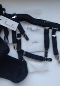 Waist Garter Belt + Size for Thighs High Socks. Garter Set