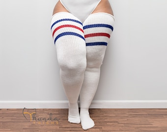 VRAIE TAILLE PLUS Cuisses Thunda Cuisses | Chaussettes longues aux genoux, chaussettes hautes pour cuisses 27-42'' | Toutes les ceintures de cuisse américaines + gratuites