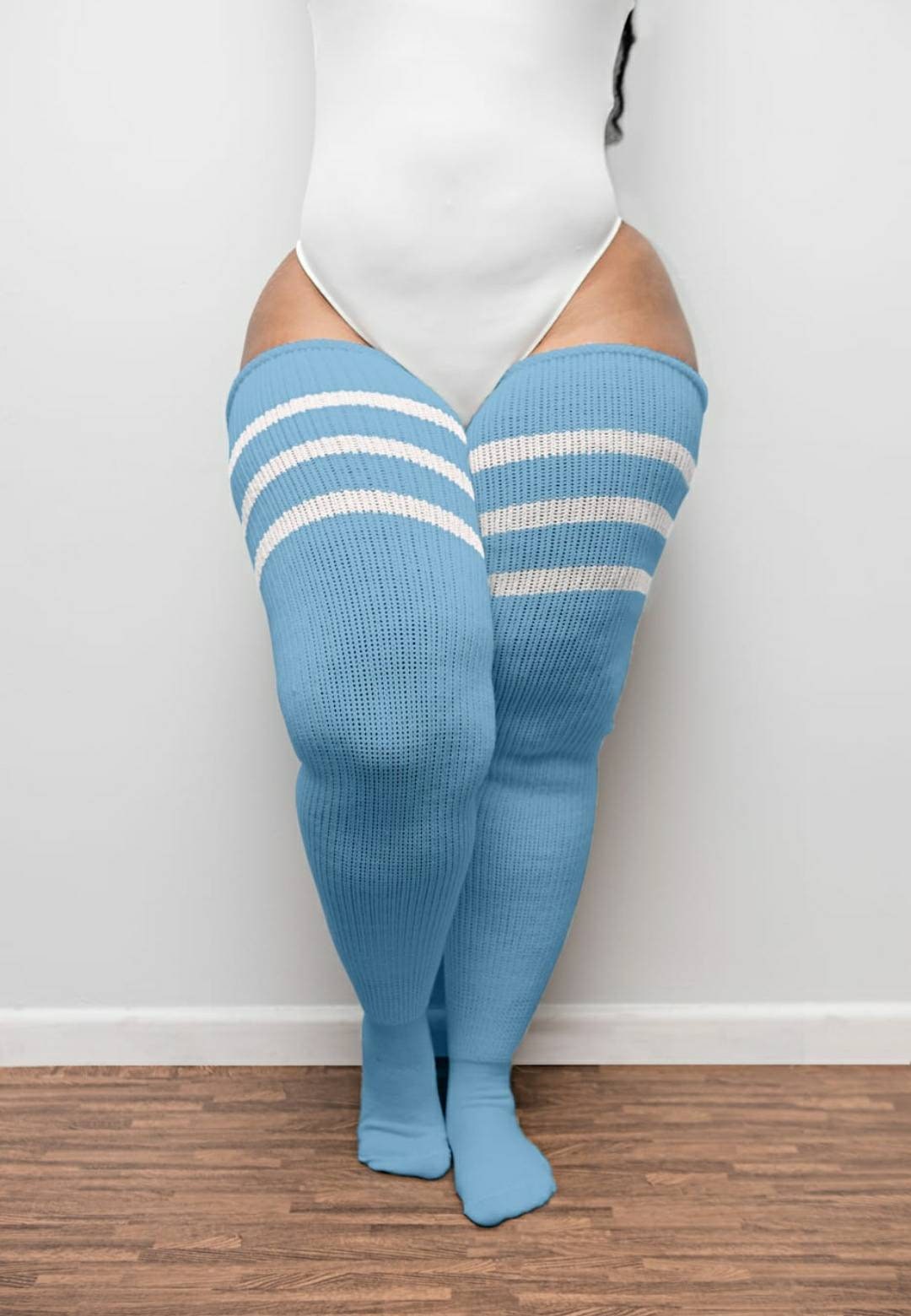 Thunda Thighs | Over the Knee PLUS SIZE Thigh High Socks | Pastel Blu…