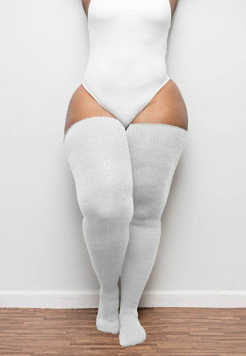 Seamed Stockings, Nylons, Tights     REAL PLUS SIZE Thigh High Socks - Extra Long Thick Warm Over the knee stockings Gift for Her Thunda Thighs for thighs 27-40 | Snow White  AT vintagedancer.com