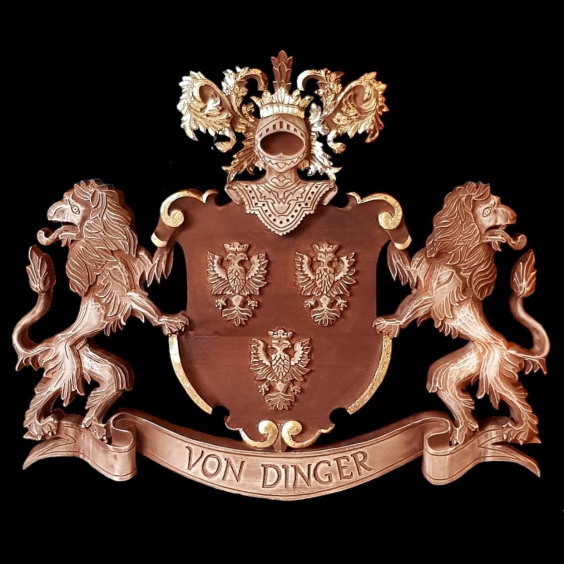 Hand Carved Large Coat of Arms, Custom Family Crest, Personalized