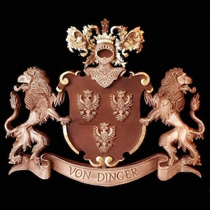 Hand Carved Wooden Family Crest: Custom Coat of Arms, Personalized Shield