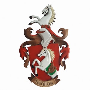 Hand Carved  Coat of Arms, Custom Family Crest, Personalized Family Shield, Wooden Coat of Arms, Carving Emblem, Wooden logo