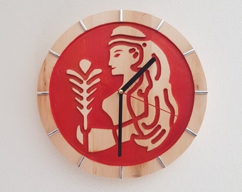 Virgo Zodiac Clock, Virgo sign, Zodiak sign, Wood Wall Clock, Abstract Clock, Designer wooden wall clock, Home Gift Clock, Carving Clock,