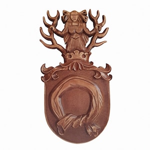 Hand-Carved Linden Wood Family Crest - Custom Coat of Arms
