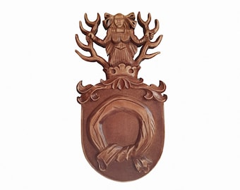 Hand-Carved Linden Wood Family Crest - Custom Coat of Arms
