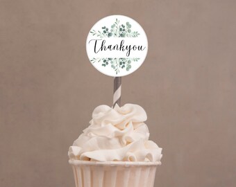 Essbare Grün Cupcake Topper, Hochzeit Cupcake Topper, Verlobung Cupcake Topper, Danke Gefälligkeiten, Personalisierte Cupcake Topper