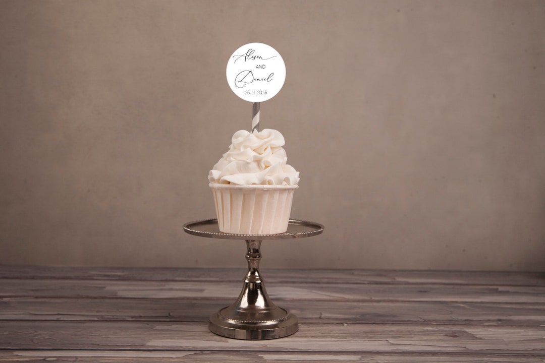 Edible Wedding Cupcake Toppers Monogrammed Cupcake Toppers Etsy