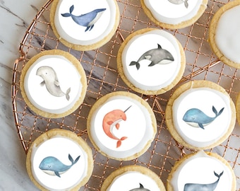 Edible Whale Cupcake Toppers, Whale Toppers, Under the Sea Cupcake Toppers