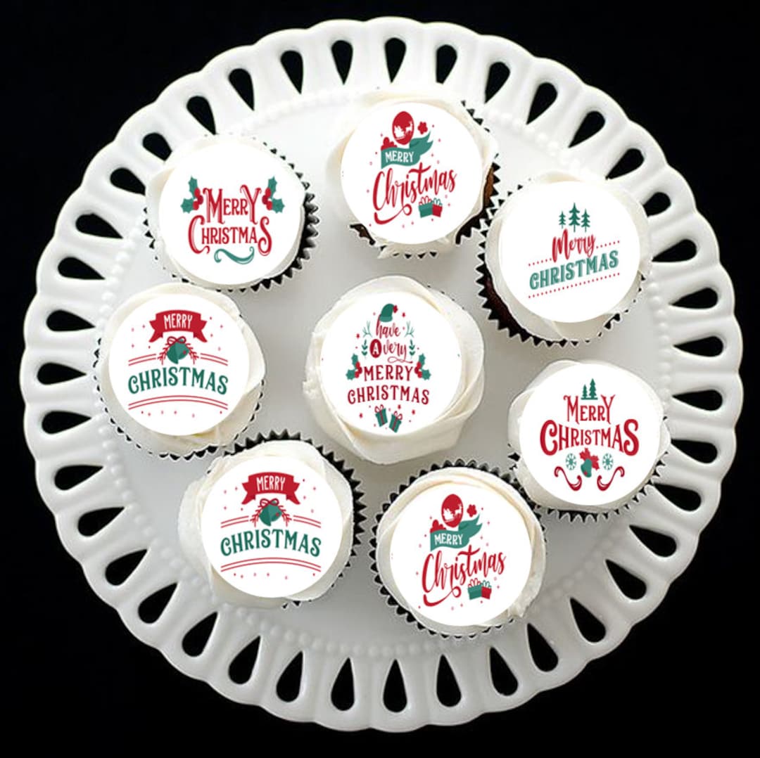 Edible Christmas Cupcake Toppers, Cupcake Toppers, Images, Christmas Decorations, Christmas