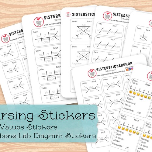 NURSING Lab Values Stickers, Fishbone Lab Diagram Sticker Sheet - Nursing  Stickers