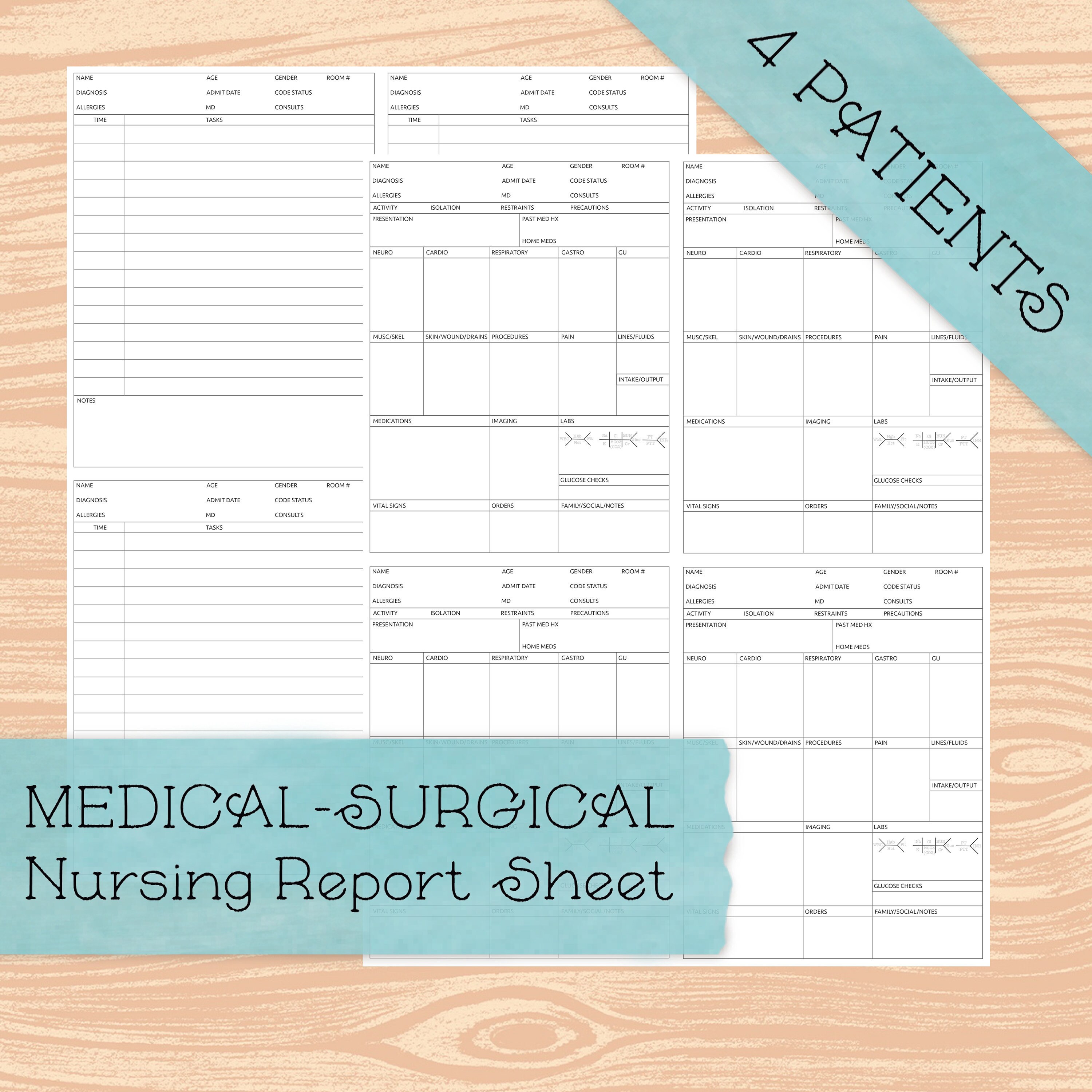 200-Patient Nursing Report Sheet Template (Medical-Surgical) Version 20