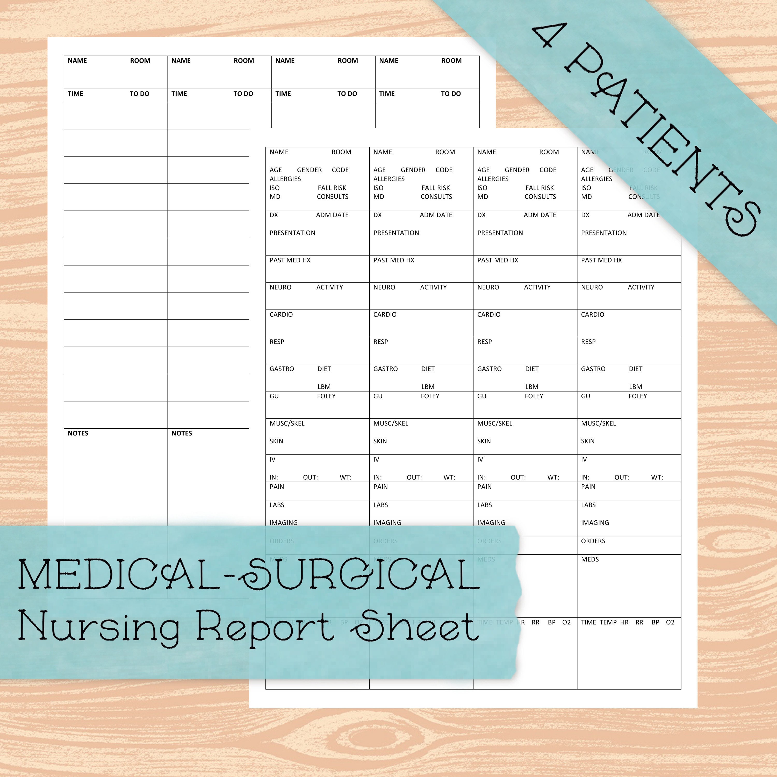 21-Patient Nursing Report Sheet Template (Medical-Surgical) With Regard To Med Surg Report Sheet Templates