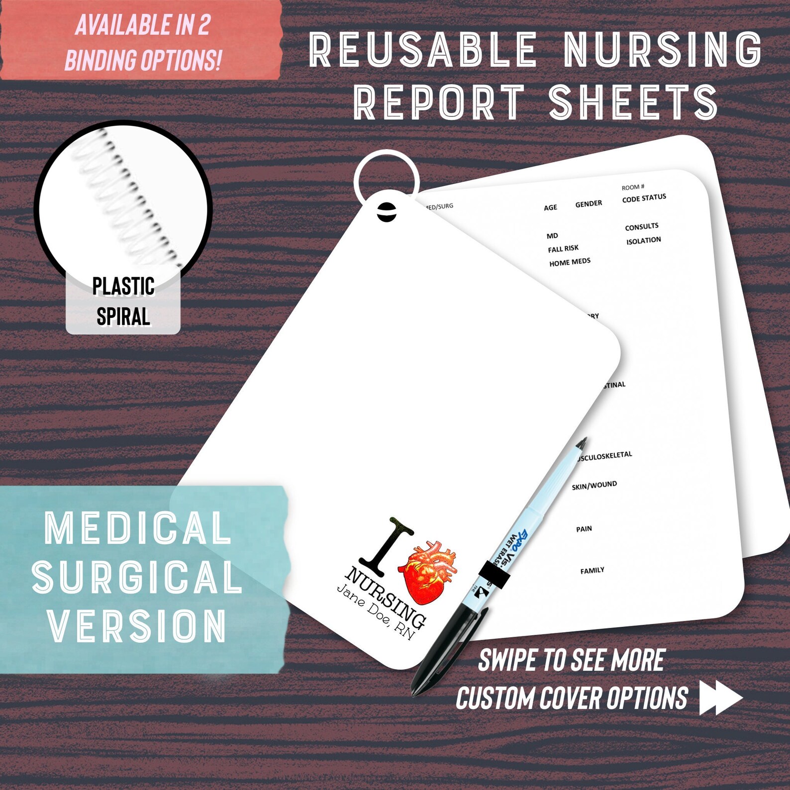 REUSABLE NURSING Report Book medicalsurgical Version// Etsy