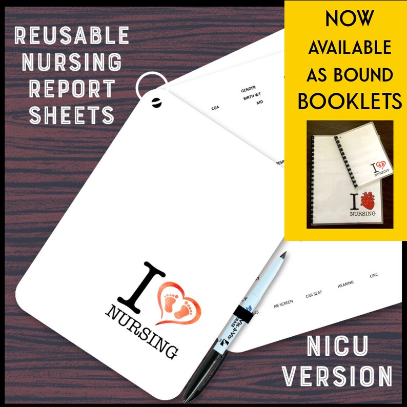 REUSABLE Nursing Report Book NICU Version // Reusable SBAR Etsy