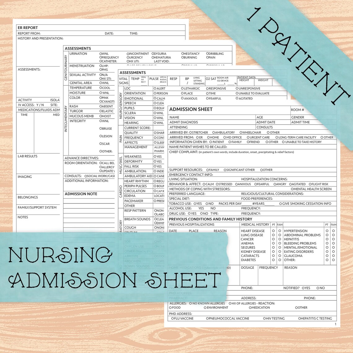 Nursing ADMISSION Sheet Etsy