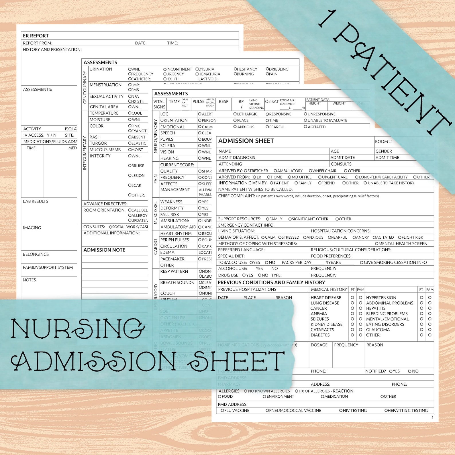 Nursing ADMISSION Sheet Etsy