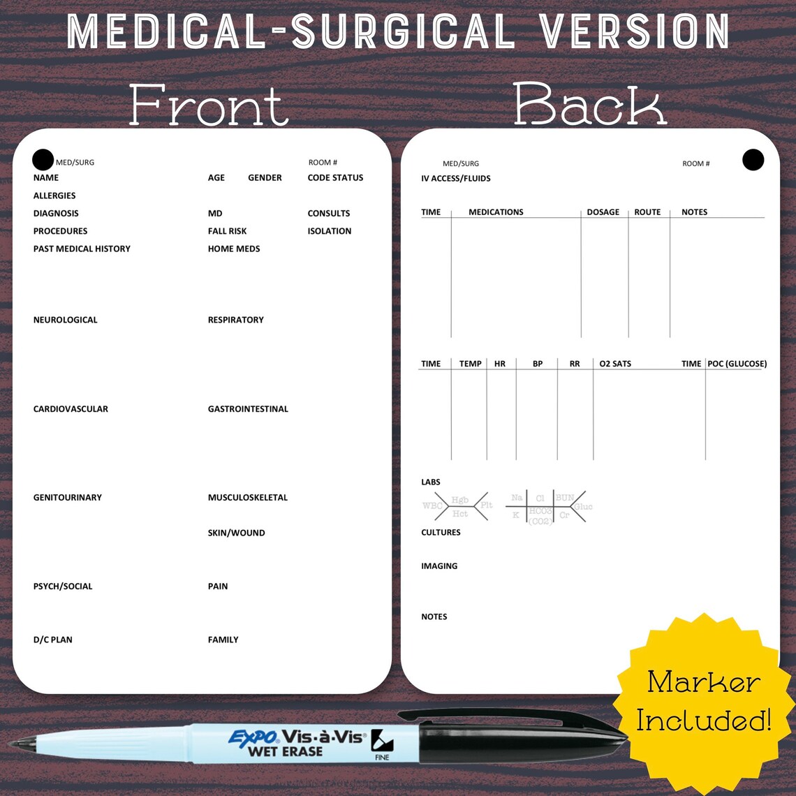 REUSABLE NURSING Report Book MedicalSurgical Version // Etsy