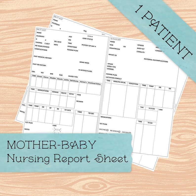 MATERNITY Mother-Baby Nursing Report Sheet Template | Etsy